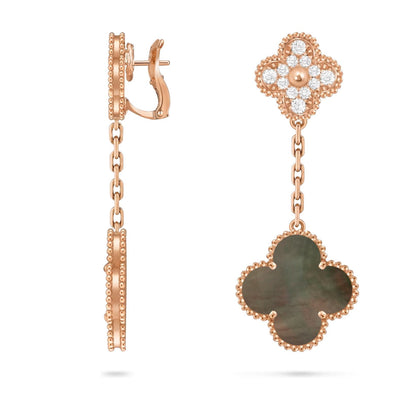 [Zalyn]CLOVER DUAL-MOTIF STATEMENT STUD EARRINGS - DOUBLE-CHARM COLLECTION
