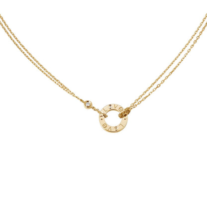 [Zalyn]LOVE CIRCULAR PENDANT 2-DIAMOND NECKLACE