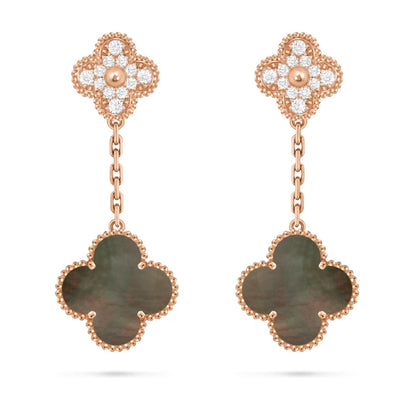 [Zalyn]CLOVER DUAL-MOTIF STATEMENT STUD EARRINGS - DOUBLE-CHARM COLLECTION