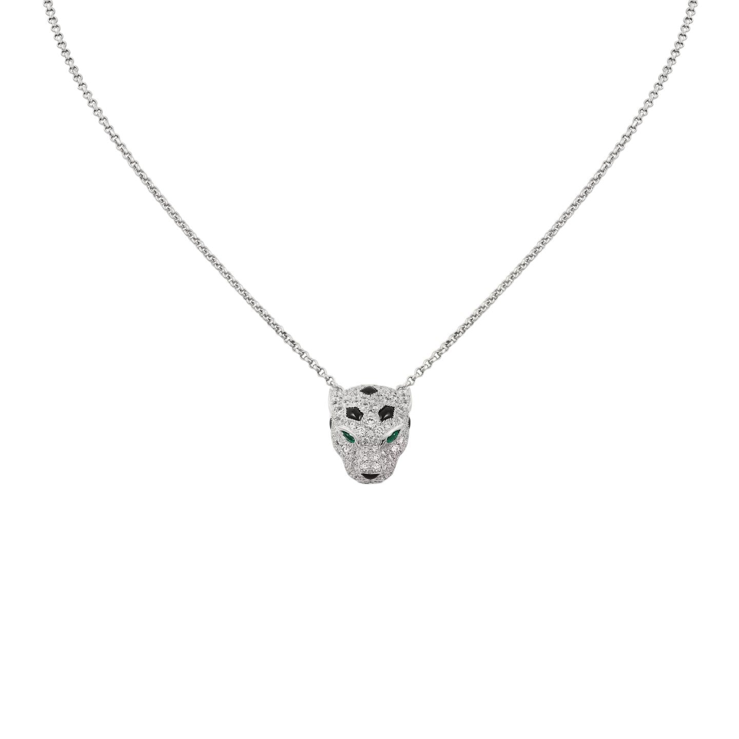 [Zalyn]LEOPARD HEAD FULL PAVÉ DIAMOND PENDANT NECKLACE