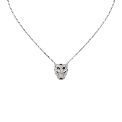 [Zalyn]LEOPARD HEAD FULL PAVÉ DIAMOND PENDANT NECKLACE