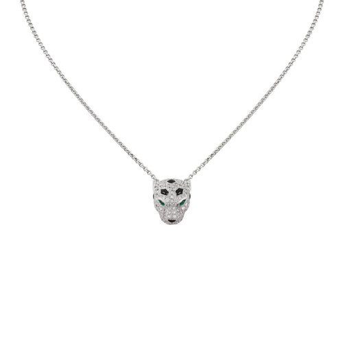 [Zalyn]LEOPARD HEAD FULL PAVÉ DIAMOND PENDANT NECKLACE