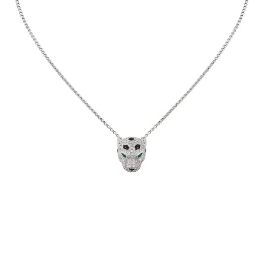 [Zalyn]LEOPARD HEAD FULL PAVÉ DIAMOND PENDANT NECKLACE