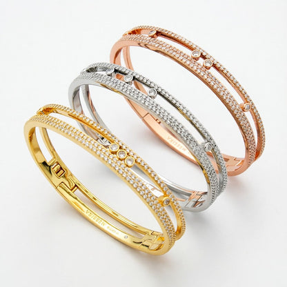 [Zalyn]MOVE ROMANE PAVÉ DIAMOND BANGLE BRACELET