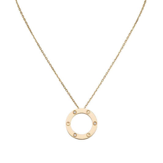 [Zalyn]LOVE LARGE CIRCULAR PENDANT 3-DIAMOND NECKLACE