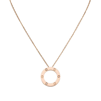 [Zalyn]LOVE LARGE CIRCULAR PENDANT 3-DIAMOND NECKLACE