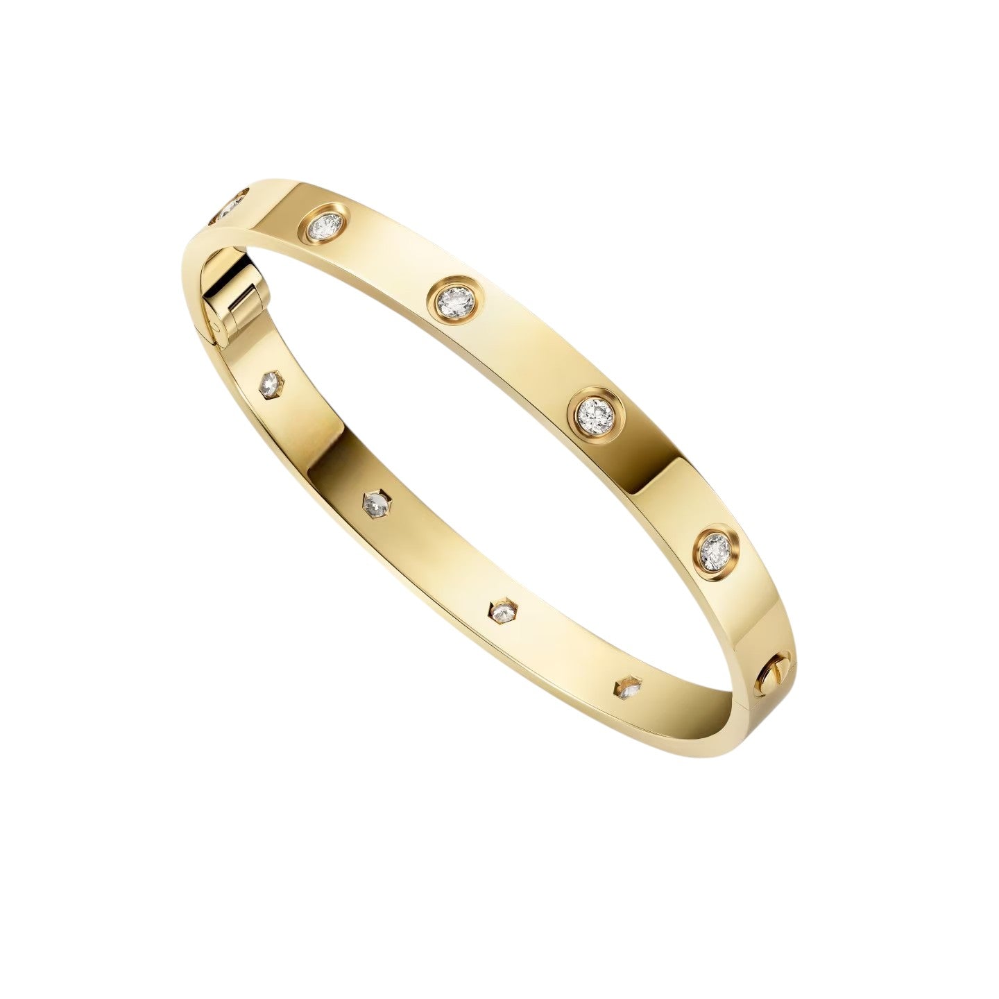 [Zalyn]CLASSIC 6.1MM LOVE SINGLE-SCREW CLOSURE BANGLE - 10-DIAMOND