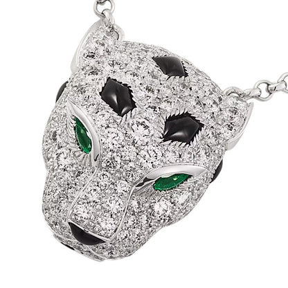 [Zalyn]LEOPARD HEAD FULL PAVÉ DIAMOND PENDANT NECKLACE