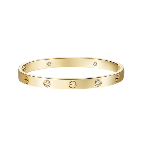 [Zalyn]CLASSIC 6.1MM LOVE SINGLE-SCREW CLOSURE BANGLE - 4-DIAMOND