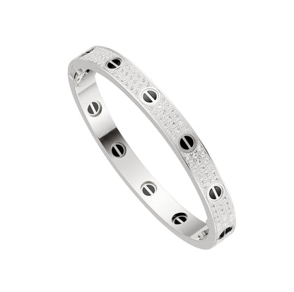 [Zalyn]CLASSIC 6.1MM LOVE BANGLE - DIAMOND PAVÉ & BLACK CERAMIC