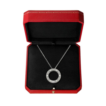 [Zalyn]LOVE LARGE CIRCULAR PENDANT FULL-PAVÉ DIAMOND NECKLACE