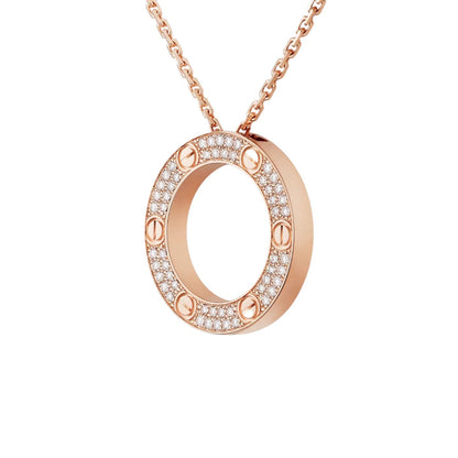 [Zalyn]LOVE LARGE CIRCULAR PENDANT FULL-PAVÉ DIAMOND NECKLACE