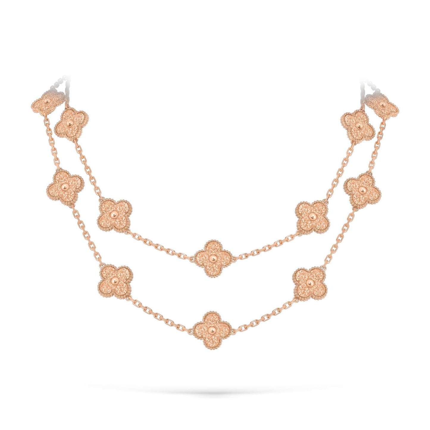 [Zalyn]CLASSIC 20-MOTIF LUCKY CLOVER LONG NECKLACE ROSE GOLD COLLECTION