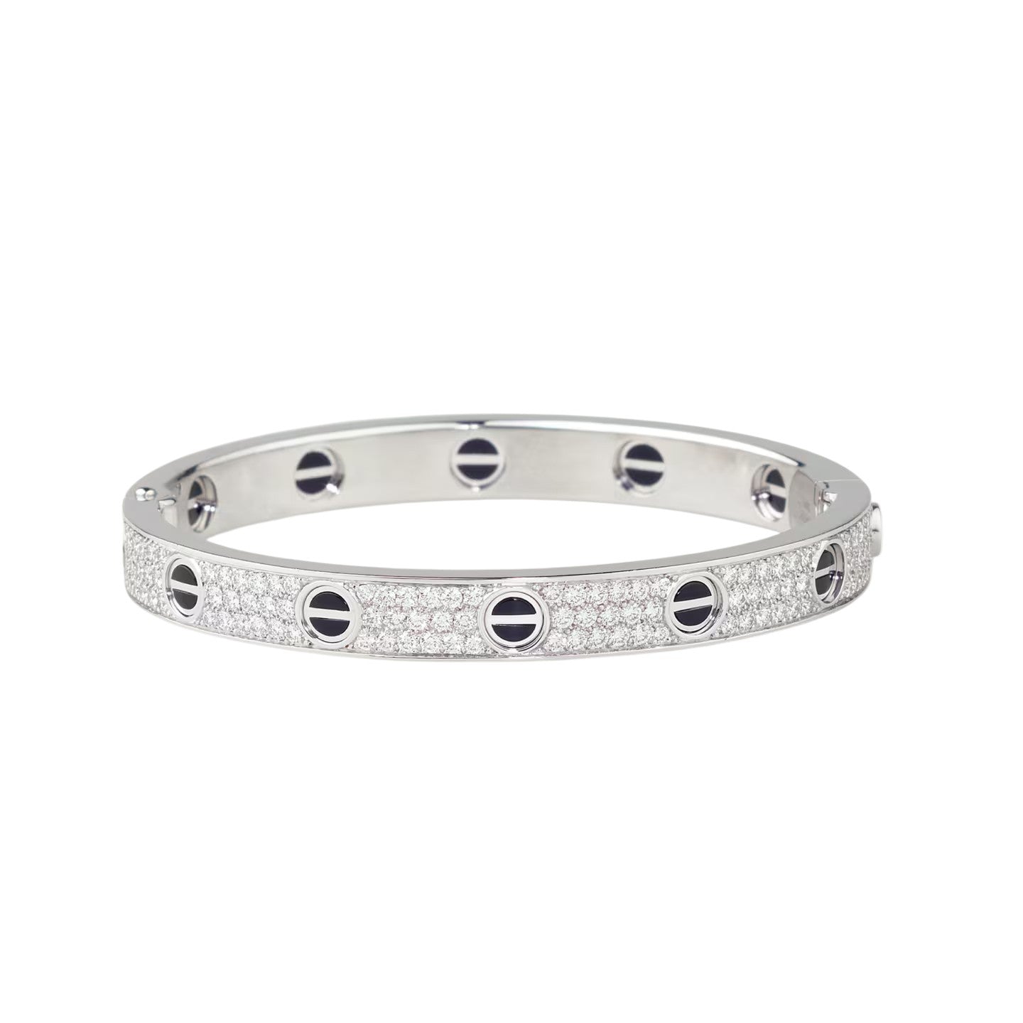 [Zalyn]CLASSIC 6.1MM LOVE BANGLE - DIAMOND PAVÉ & BLACK CERAMIC