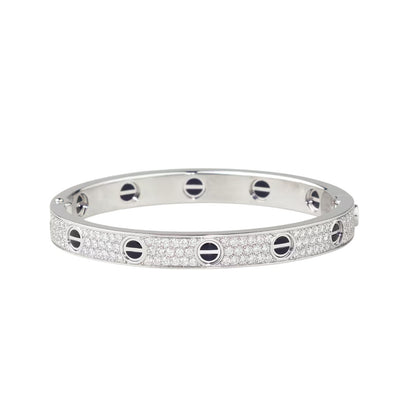 [Zalyn]CLASSIC 6.1MM LOVE BANGLE - DIAMOND PAVÉ & BLACK CERAMIC