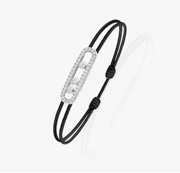 [Zalyn]CARE(S) PAVÉ CORD BRACELET