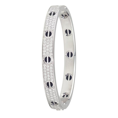 [Zalyn]CLASSIC 6.1MM LOVE BANGLE - DIAMOND PAVÉ & BLACK CERAMIC