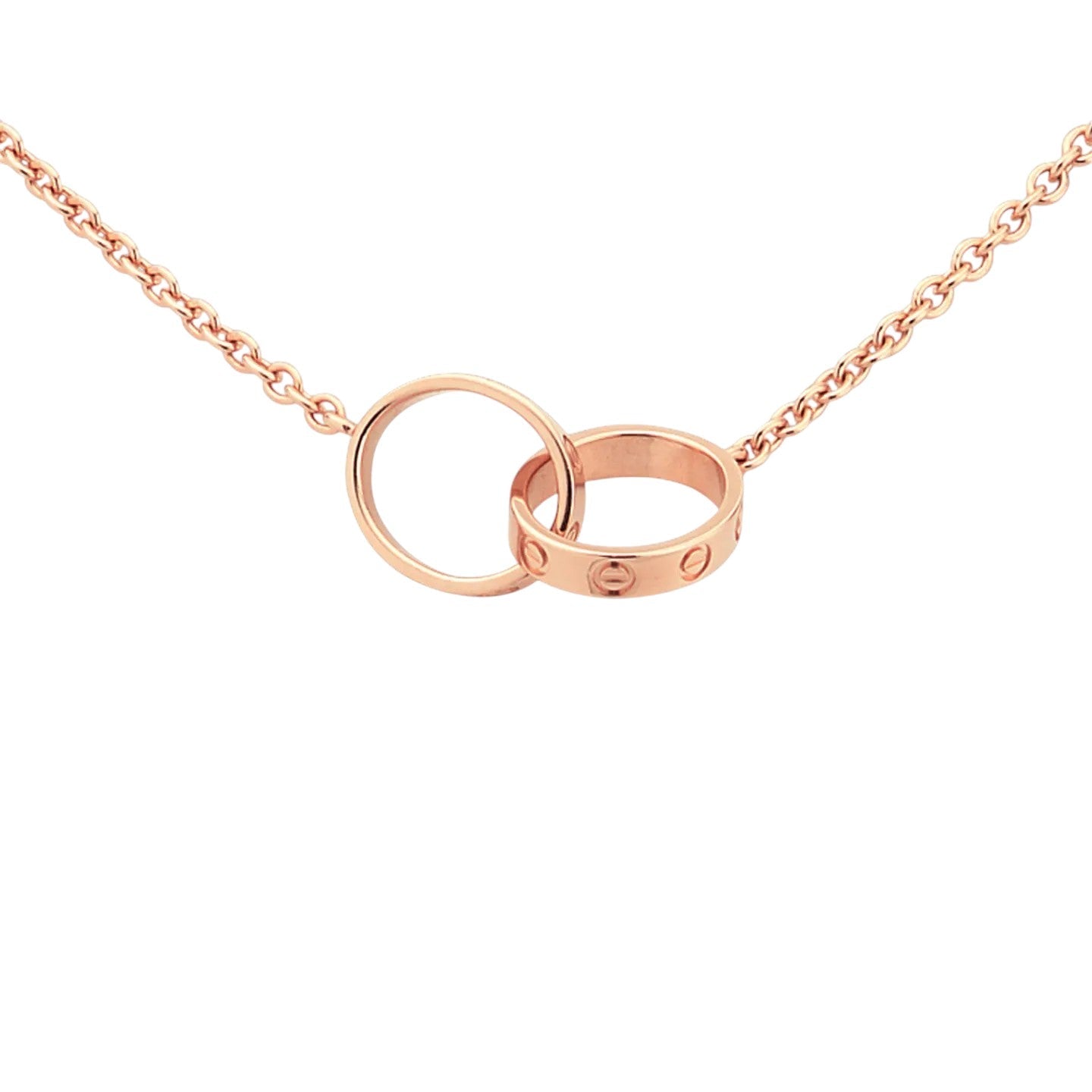 [Zalyn]LOVE DOUBLE-RING INTERLOCKED NECKLACE
