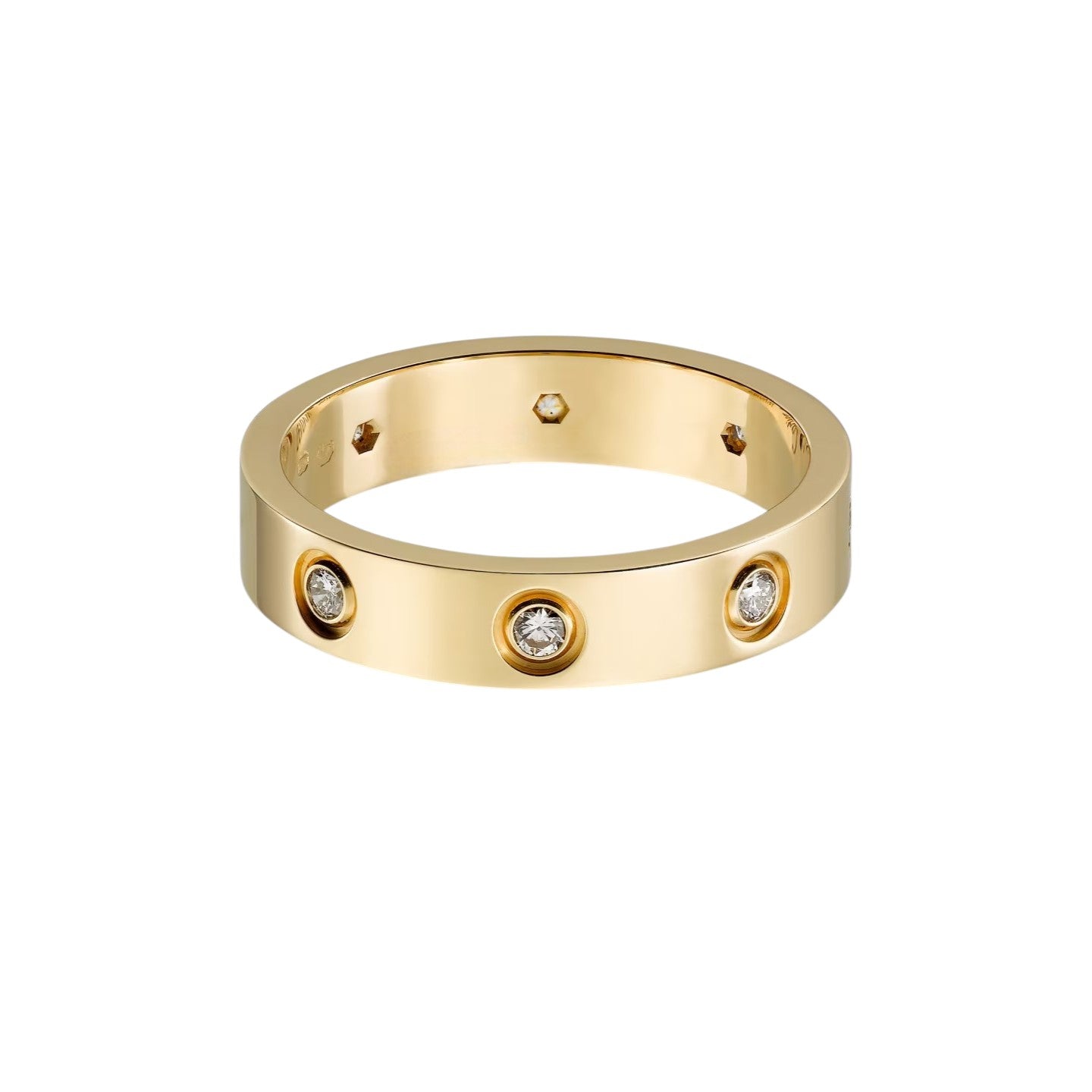 [Zalyn]LOVE 4MM 8 DIAMONDS RING