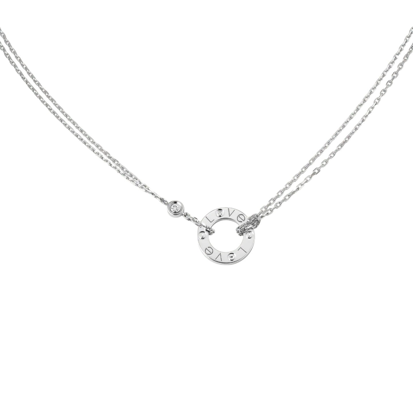 [Zalyn]LOVE CIRCULAR PENDANT 2-DIAMOND NECKLACE