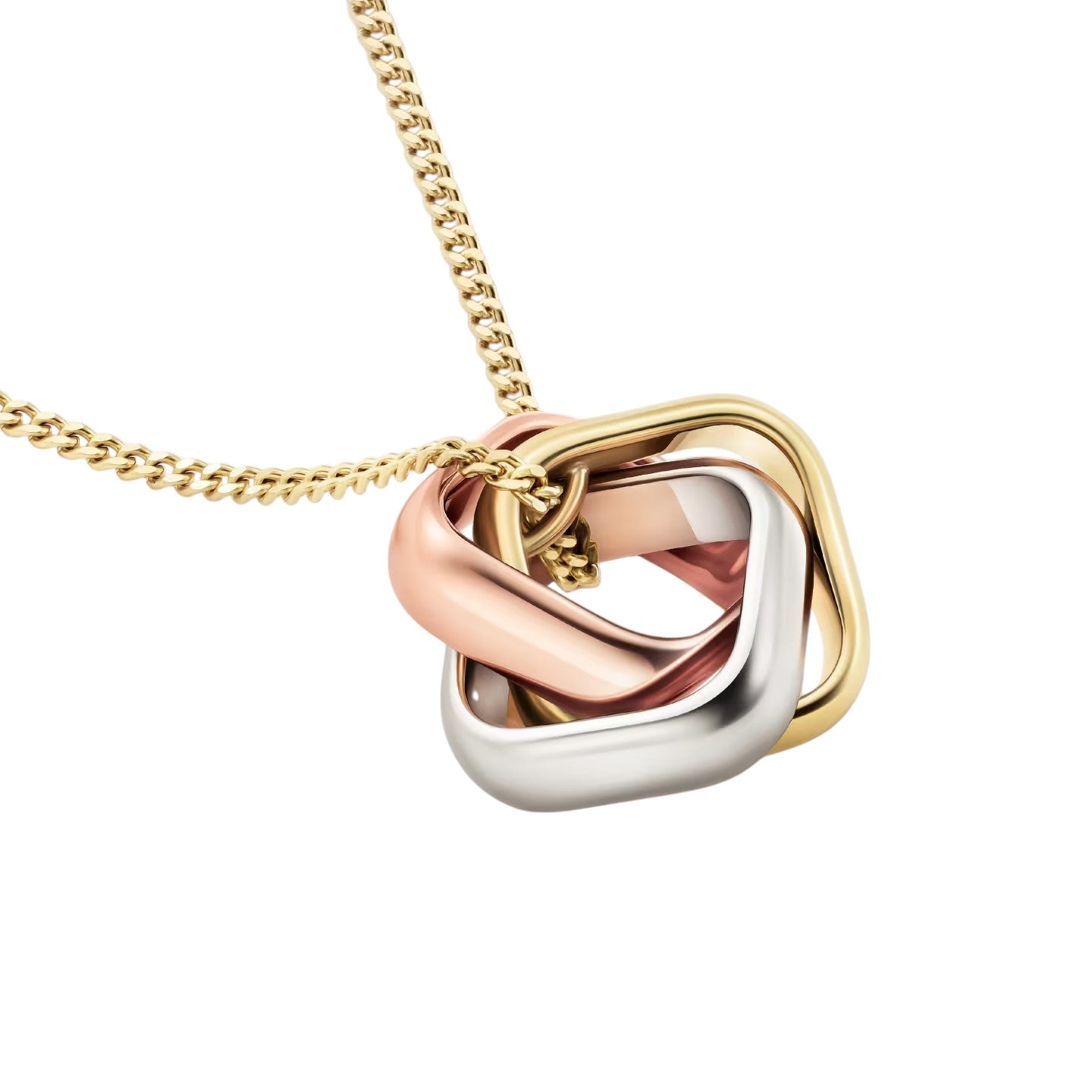 [Zalyn]TRI-COLOR SQUARE RING NECKLACE