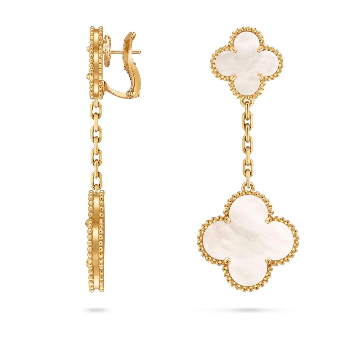 [Zalyn]CLOVER DUAL-MOTIF STATEMENT STUD EARRINGS - DOUBLE-CHARM COLLECTION
