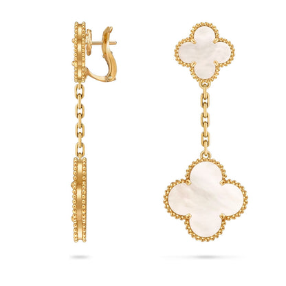 [Zalyn]CLOVER DUAL-MOTIF STATEMENT STUD EARRINGS - DOUBLE-CHARM COLLECTION