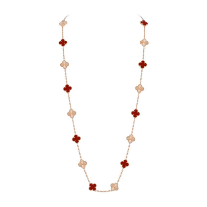 [Zalyn]CLASSIC 20-MOTIF LUCKY CLOVER LONG NECKLACE ROSE GOLD COLLECTION