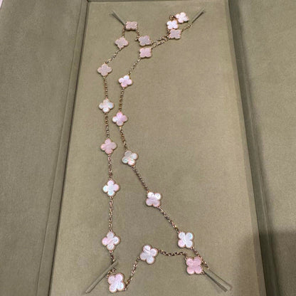 [Zalyn Jewelry ]CLOVER 20 MOTIFS PINK MOP NECKLACE