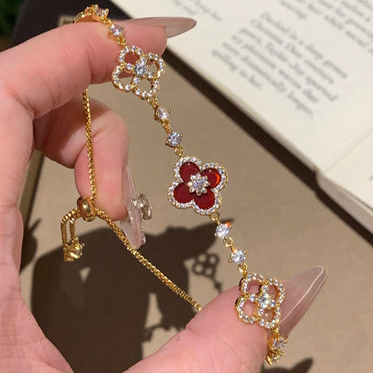 [Zalyn Jewelry ]CLOVER 5 MOTIF PINK BLUE RED WHITE BRACELET