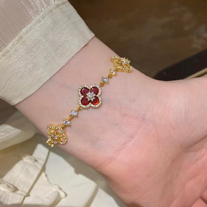 [Zalyn Jewelry ]CLOVER 5 MOTIF PINK BLUE RED WHITE BRACELET