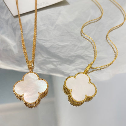 [Zalyn Jewelry ]CLOVER 25MM MOP LARGE PENDANT NECKLACE