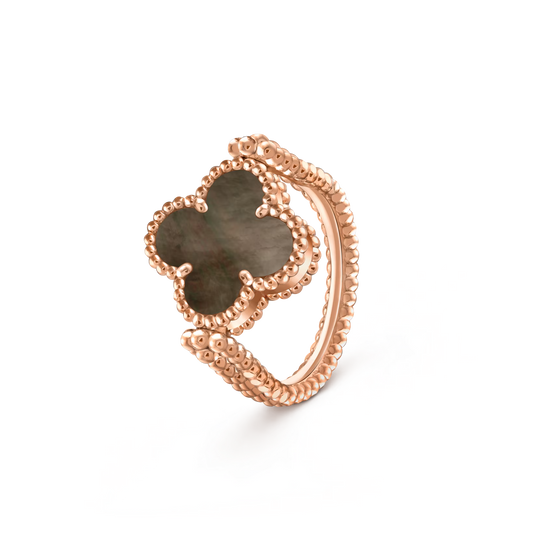 [Zalyn]LUCKY CLOVER ROSE GOLD REVERSIBLE RING