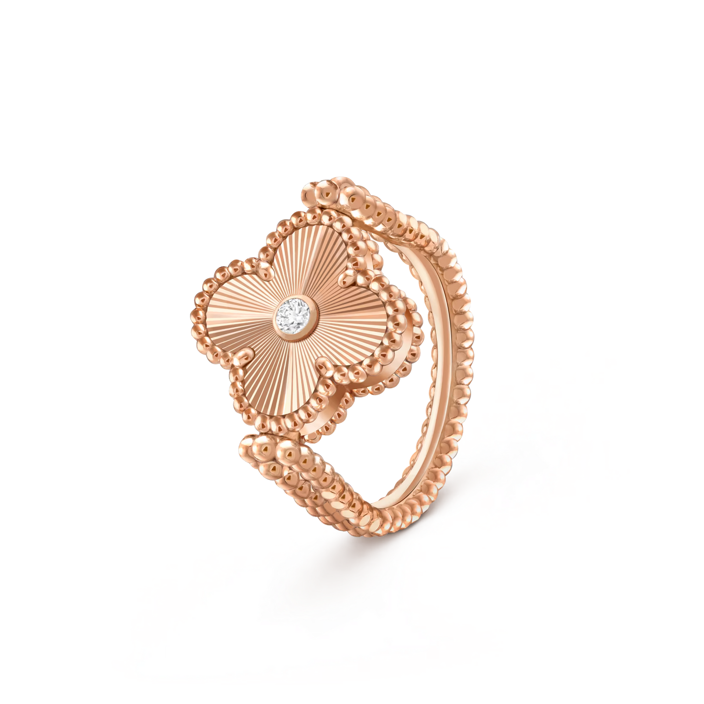 [Zalyn]LUCKY CLOVER ROSE GOLD REVERSIBLE RING