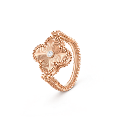 [Zalyn]LUCKY CLOVER ROSE GOLD REVERSIBLE RING