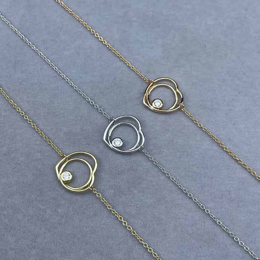 [Zalyn Jewelry]HOLLOW HEART SINGLE DIAMOND BRACELET