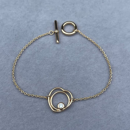 [Zalyn Jewelry]HOLLOW HEART SINGLE DIAMOND BRACELET