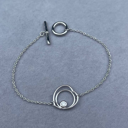 [Zalyn Jewelry]HOLLOW HEART SINGLE DIAMOND BRACELET