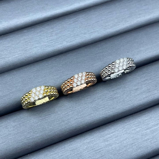 [Zalyn Jewelry]NARROW BEADED RING WITH DIAMONDS
