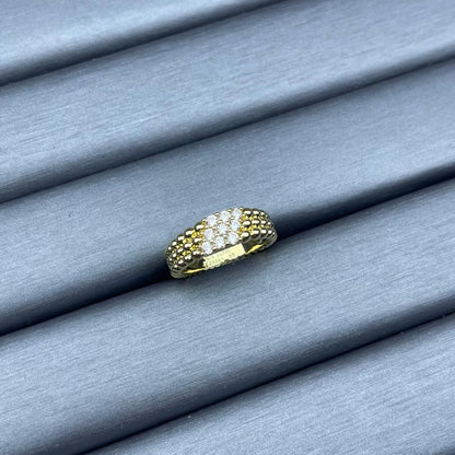 [Zalyn Jewelry]NARROW BEADED RING WITH DIAMONDS