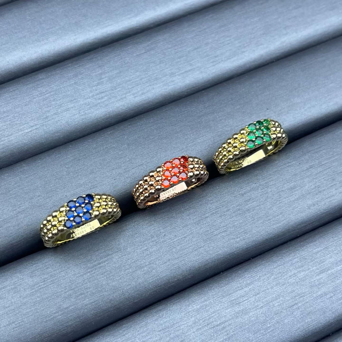 [Zalyn Jewelry]NARROW BEADED RING WITH DIAMONDS