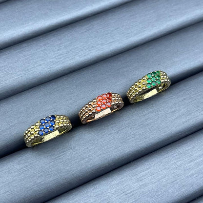 [Zalyn Jewelry]NARROW BEADED RING WITH DIAMONDS