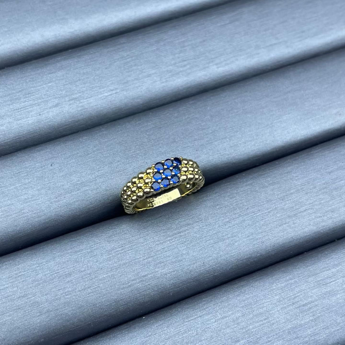 [Zalyn Jewelry]NARROW BEADED RING WITH DIAMONDS