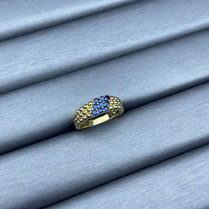 [Zalyn Jewelry]NARROW BEADED RING WITH DIAMONDS