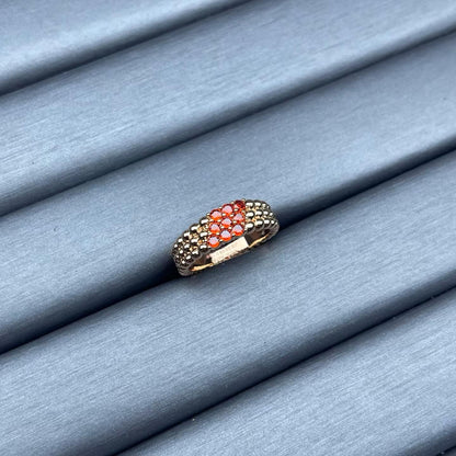 [Zalyn Jewelry]NARROW BEADED RING WITH DIAMONDS