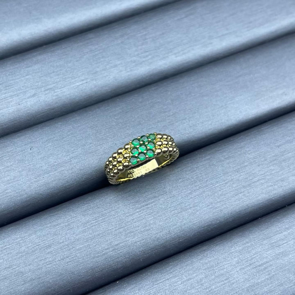 [Zalyn Jewelry]NARROW BEADED RING WITH DIAMONDS