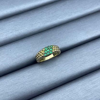 [Zalyn Jewelry]NARROW BEADED RING WITH DIAMONDS