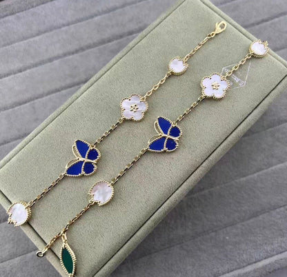 [Zalyn Jewelry ]LUCKY SPRING GOLD BLUESTONE WHITE MOTHER-OF-PEARL BRACELET