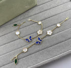 [Zalyn Jewelry ]LUCKY SPRING GOLD BLUESTONE WHITE MOTHER-OF-PEARL BRACELET