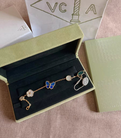 [Zalyn Jewelry ]LUCKY SPRING GOLD BLUESTONE WHITE MOTHER-OF-PEARL BRACELET